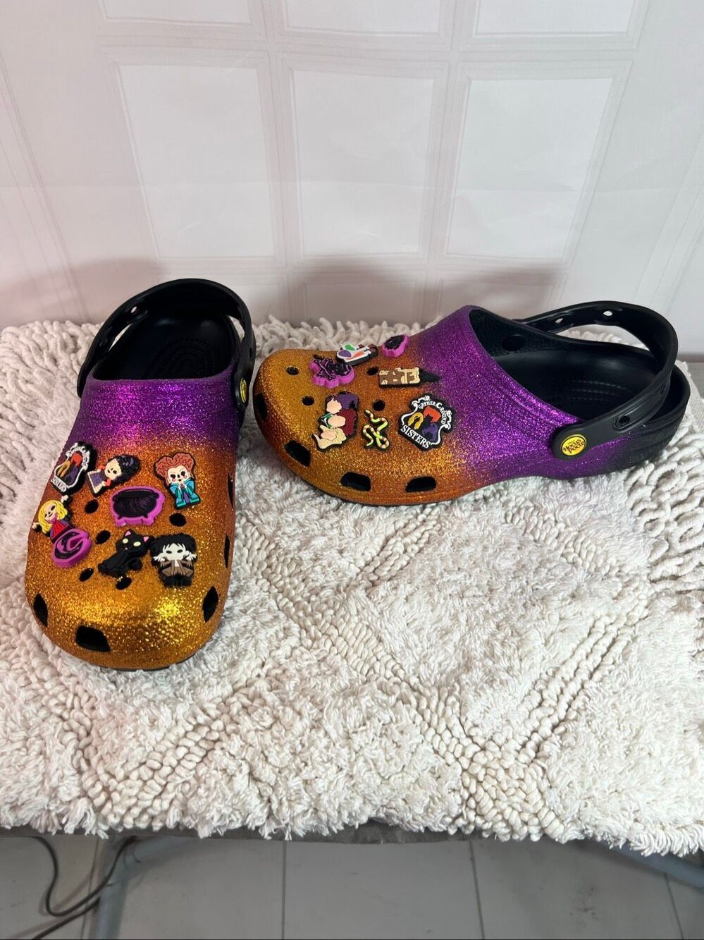 Crocs hocus pocus haloween ready sparkle glitter with jibbitz size 11
